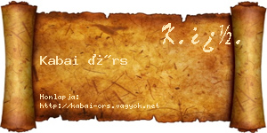 Kabai Örs névjegykártya