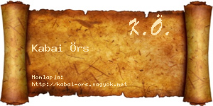 Kabai Örs névjegykártya