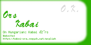 ors kabai business card